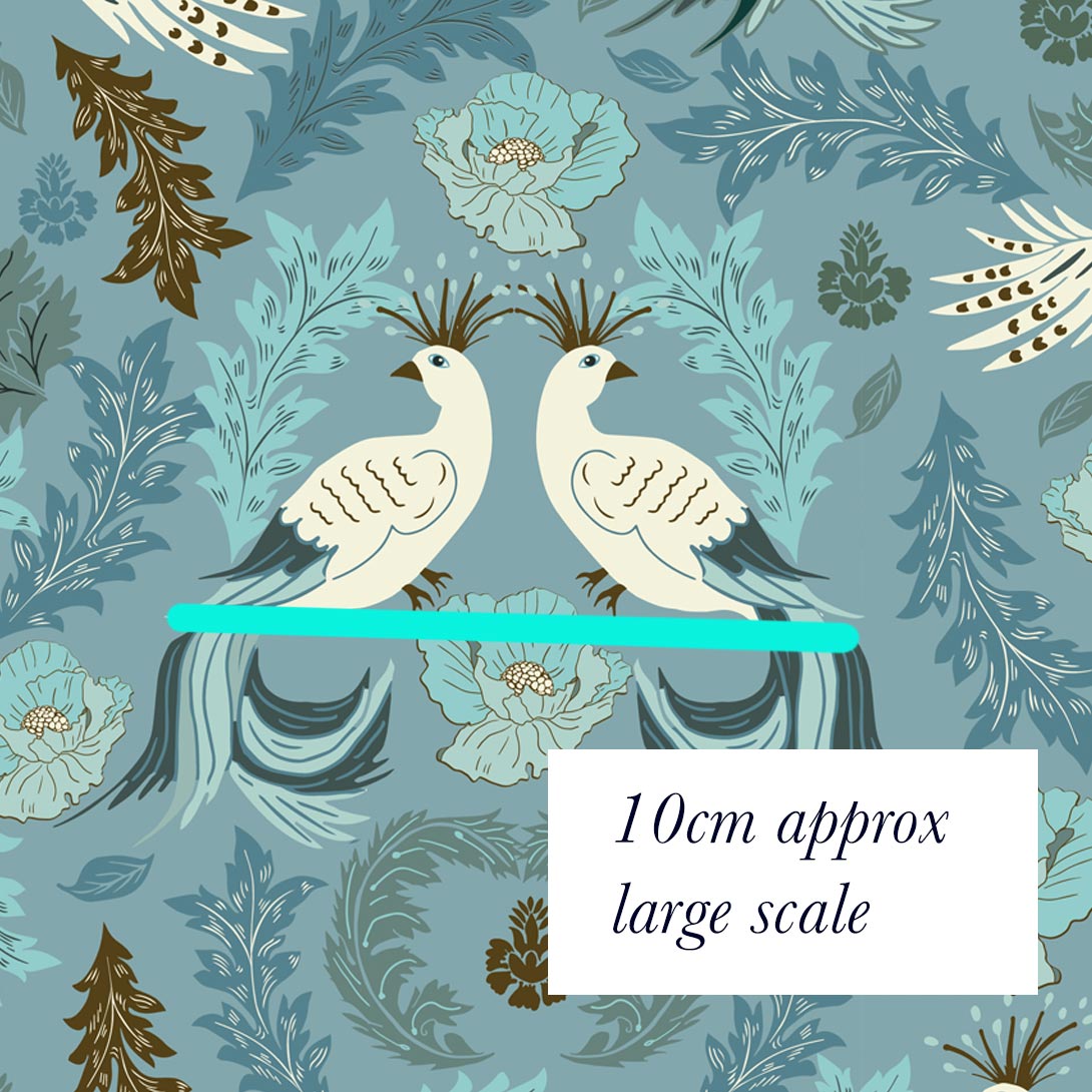 Damask Designer Birds Fabric
