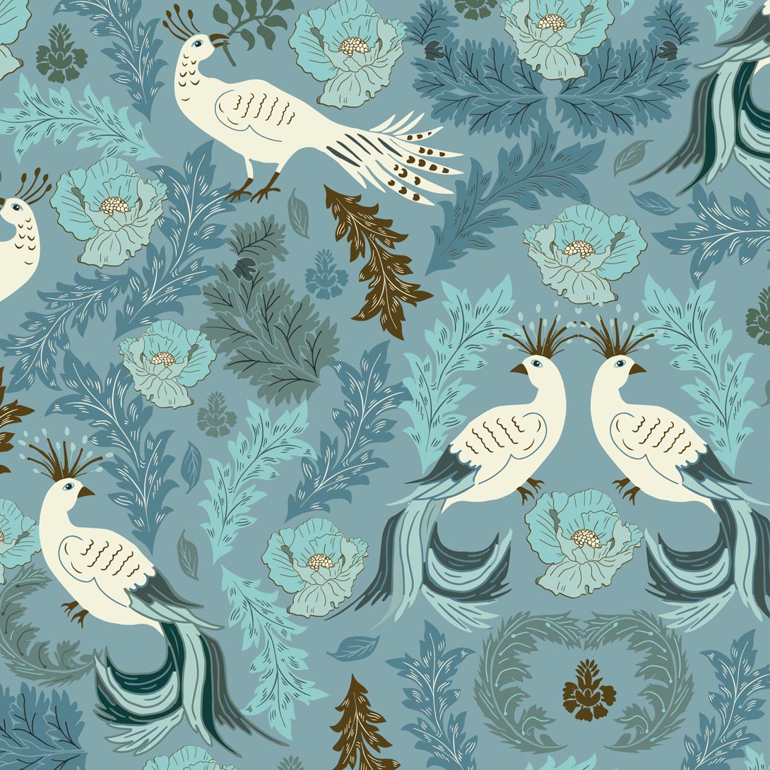 Damask Designer Birds Upholstery & Curtain Fabric – Amanda Joy Designs