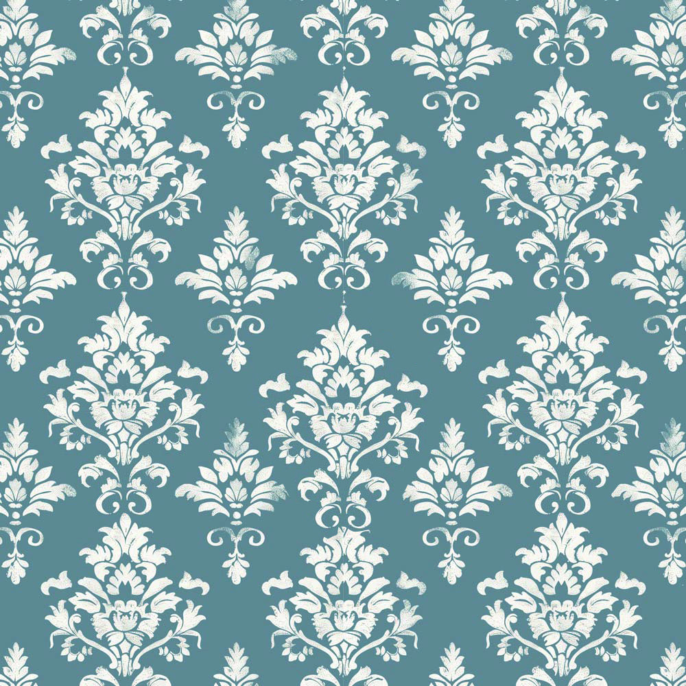 Audrey Damask in Duck Egg Deep Blue