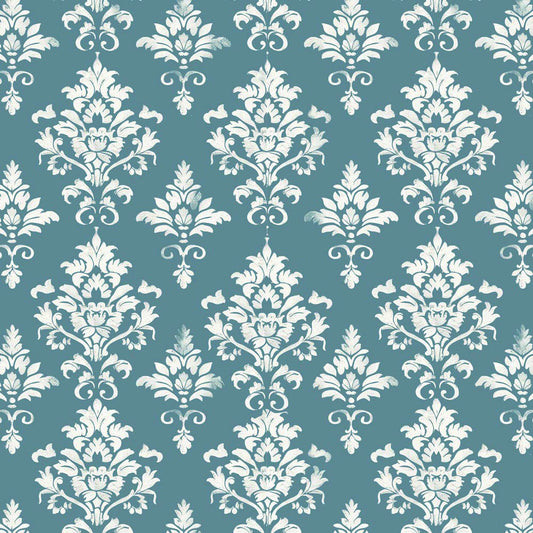 Audrey Damask in Duck Egg Deep Blue