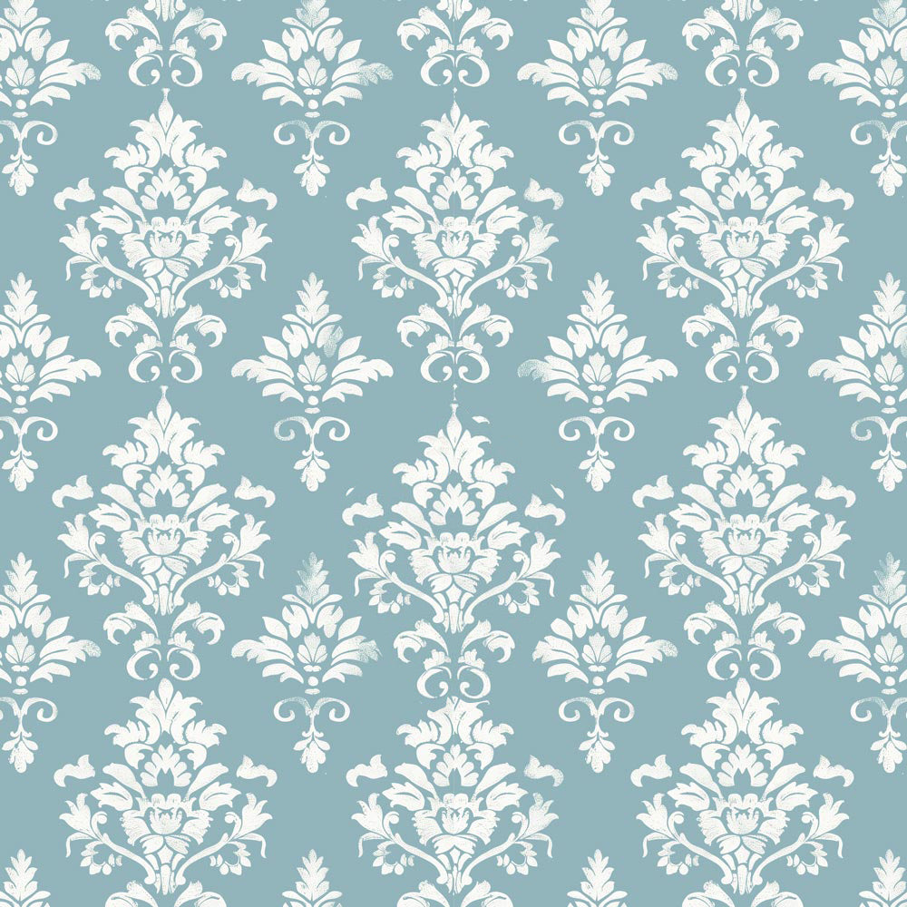 Audrey Damask in Duck Egg Mid Blue