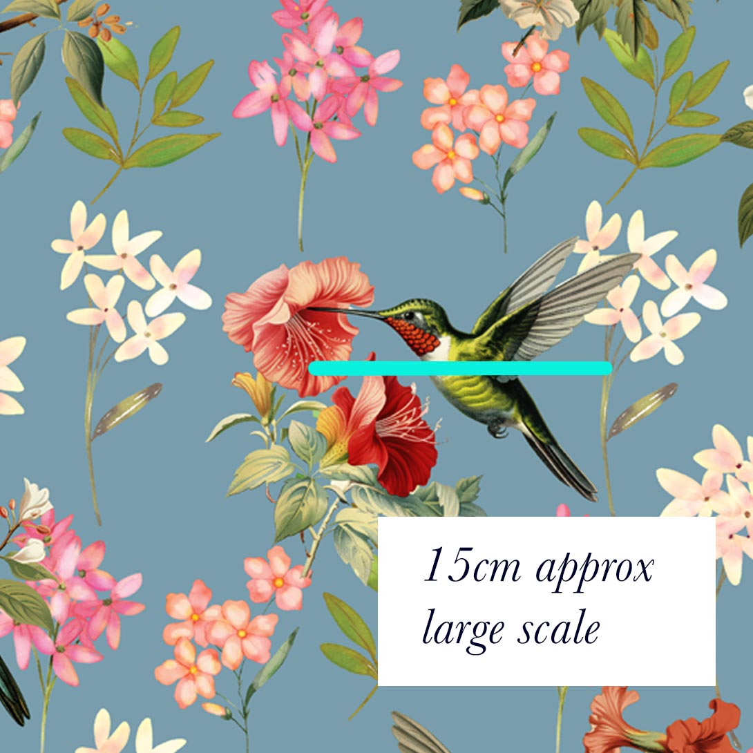 Hummingbird Fabric on Sky Blue