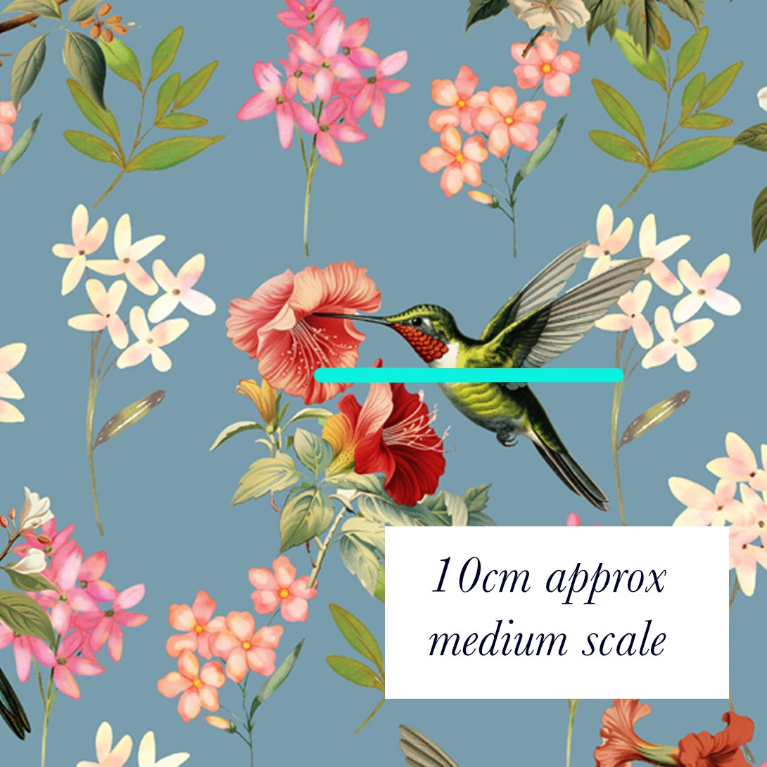 Hummingbird Fabric on Sky Blue