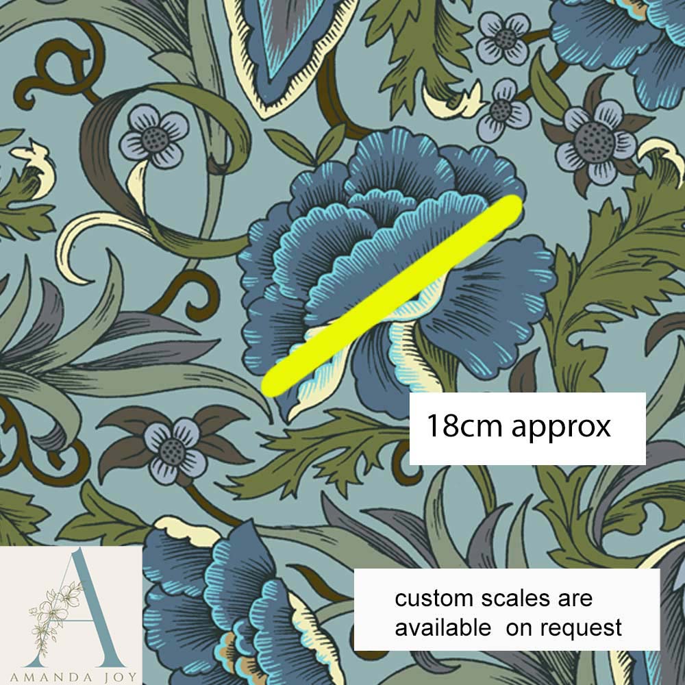 Blue Floral Art Nouveau Blooms