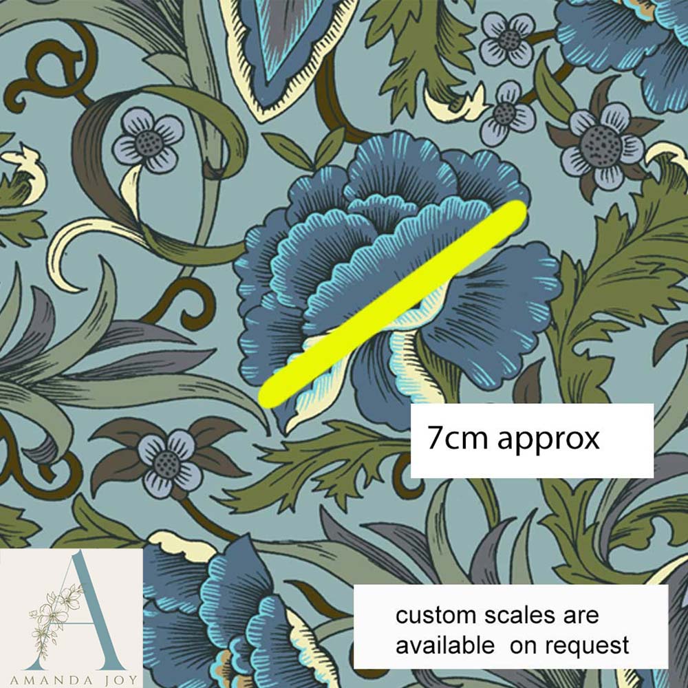 Blue Floral Art Nouveau Blooms