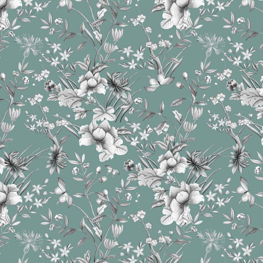 Chinoiserie botanical floral green