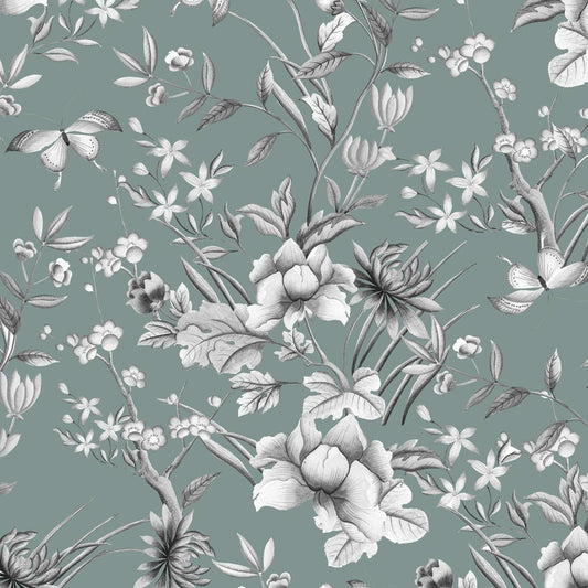 Chinoiserie botanical floral green