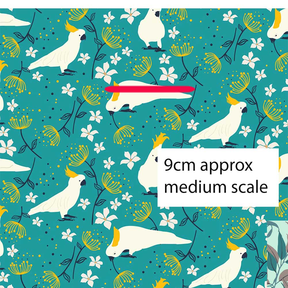 Cockatoo fabric Aqua