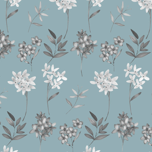 Chelsea Floral Grey & Duck Egg Blue