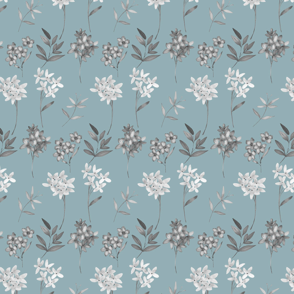 Chelsea Floral Grey & Duck Egg Blue