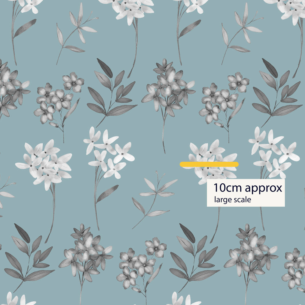 Chelsea Floral Grey & Duck Egg Blue