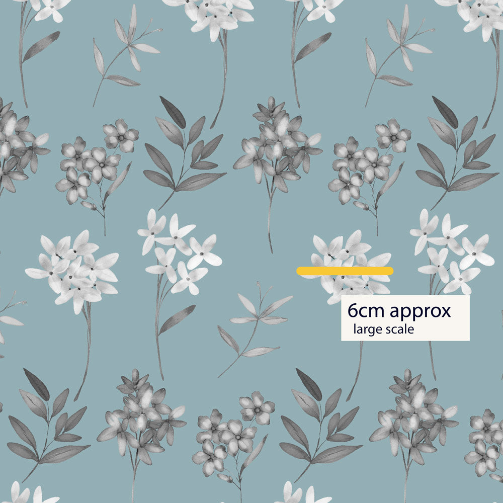 Chelsea Floral Grey & Duck Egg Blue