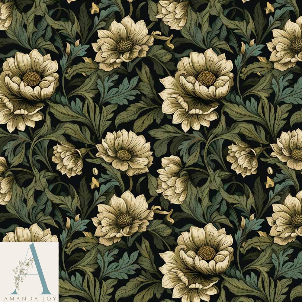 Victorian Era Vintage Floral Fabric
