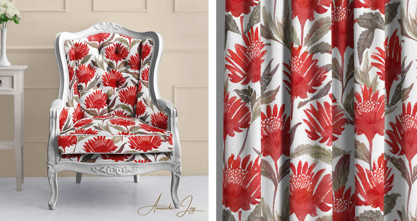 Amanda Joy Fabrics Fabric Watercolour Waratahs