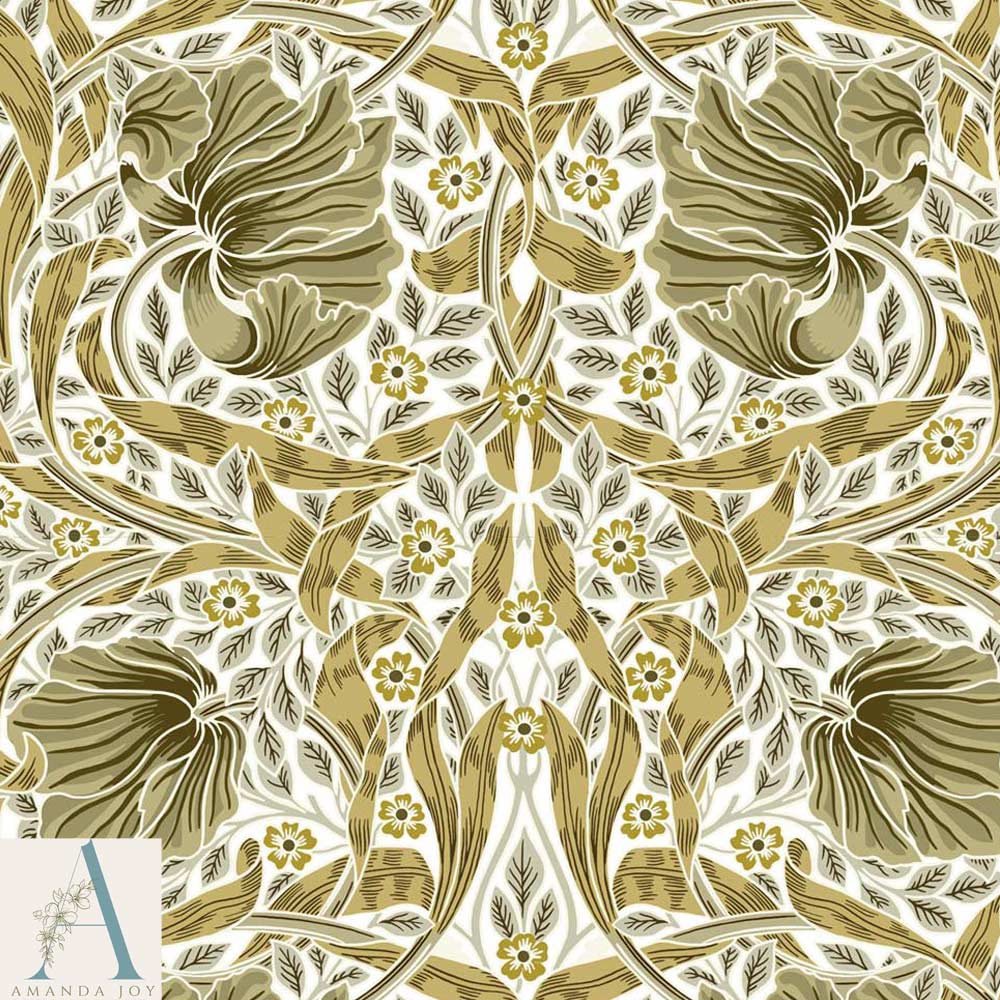 William Morris Pimpernel Fabric Cream & Gold