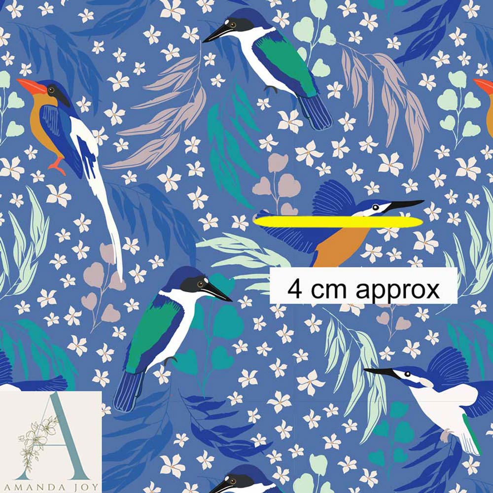 Kingfisher Dance Fabric Blue