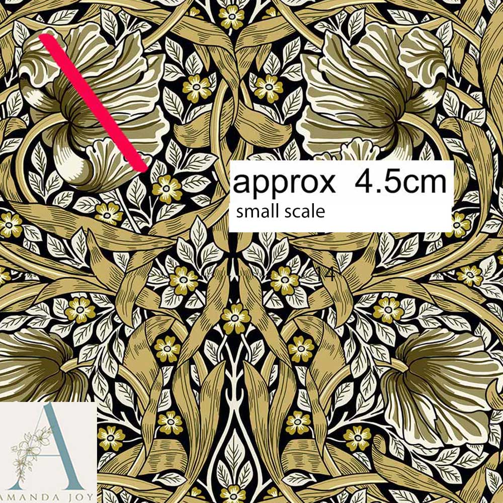 William Morris Pimpernel Fabric Black & Gold