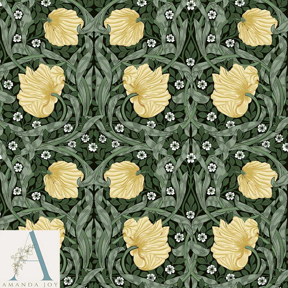 William Morris Pimpernel Honey & Sage Green