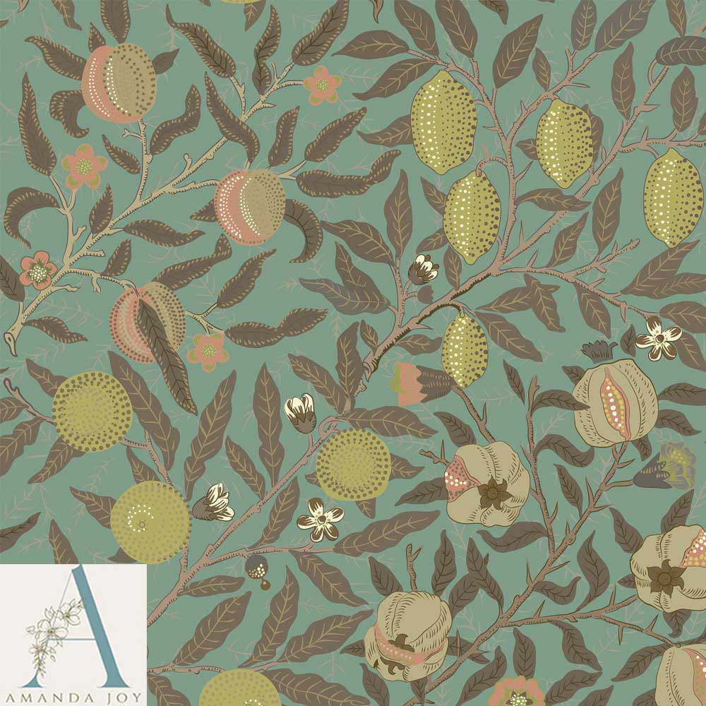 William Morris Pomegranate Fruit Green