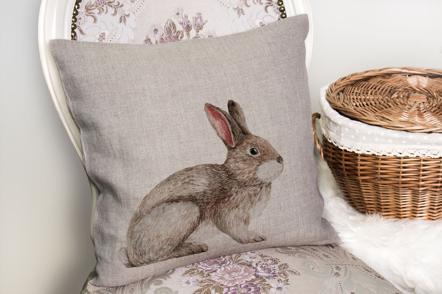 Bunny II ~ 100% Premium Linen Cushion Cover