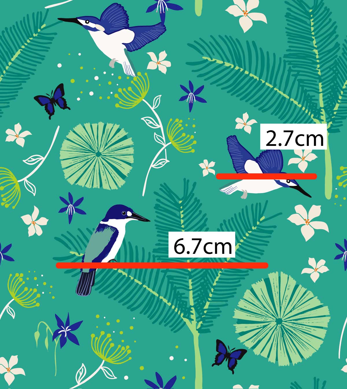 Amanda Joy Fabrics Fabric 1 Metre / Premium woven 100% cotton sateen 150gsm Kingfisher in the Daintree