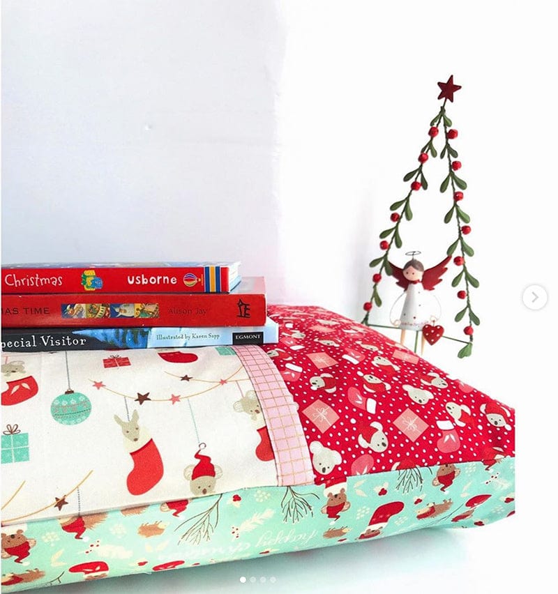 Amanda Joy Fabrics Fabric 1 Metre / Premium woven cotton sateen 150gsm Happy Christmas Fabric green