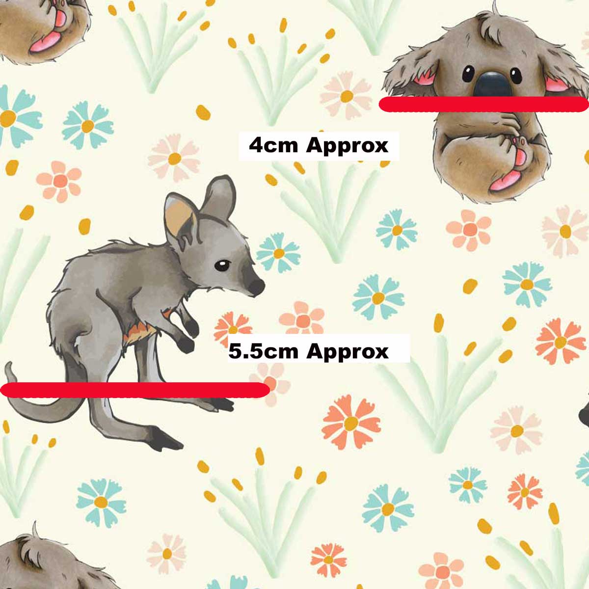 Amanda Joy Fabrics Fabric 1 Metre / Premium woven cotton sateen 150gsm Joey Koala Garden Fabric Cream
