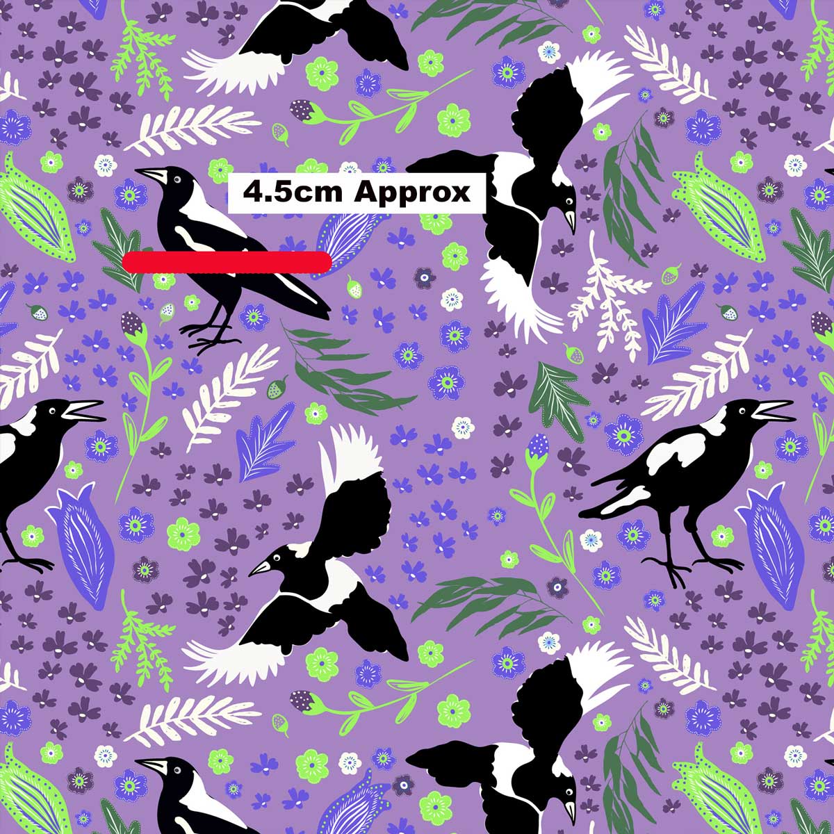 Amanda Joy Fabrics Fabric 1 Metre / Premium woven cotton sateen 150gsm Magpie Folk Story Fabric Lavender