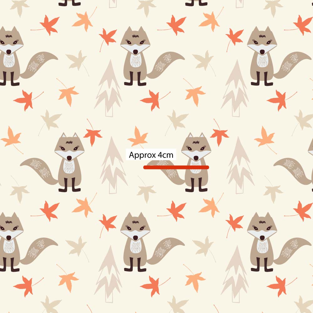 Amanda Joy Fabrics Fabric 1 Metre / Premium woven cotton sateen 150gsm Woodlands Fox Cream