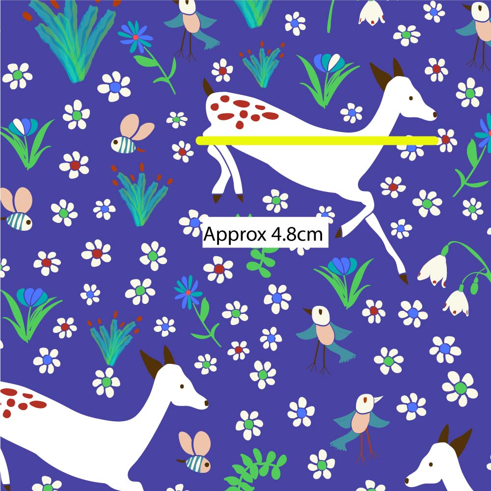 Amanda Joy Fabrics Fabric 1 metre / Premium woven cotton sateen 150gsm Woodlands Running Deer ~ Purple
