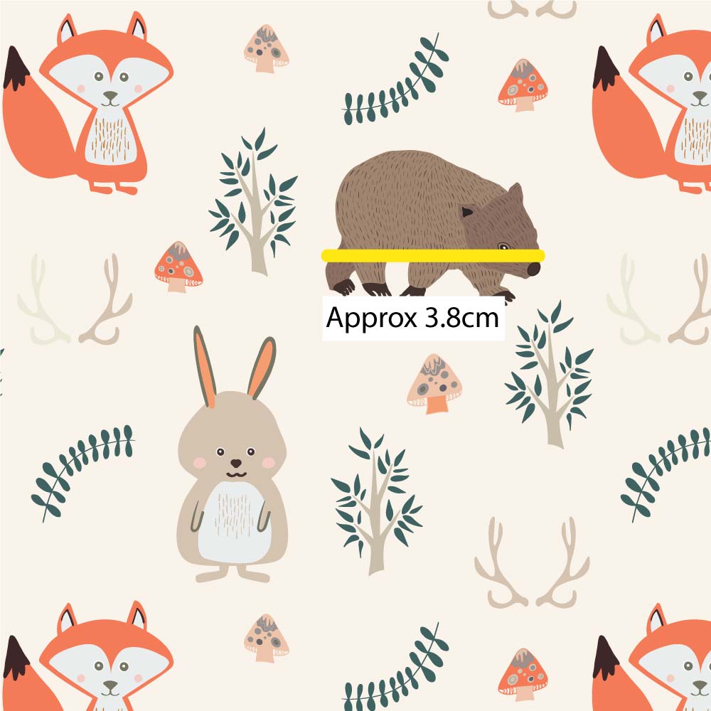 Amanda Joy Fabrics Fabric 1 Metre / Premium woven cotton sateen 150gsm Woodlands Wombat Cream