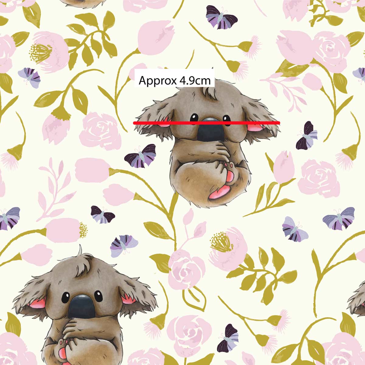 Amanda Joy Fabrics Fabric 50cm Baby Koala Fabric Cream by Amanda Joy