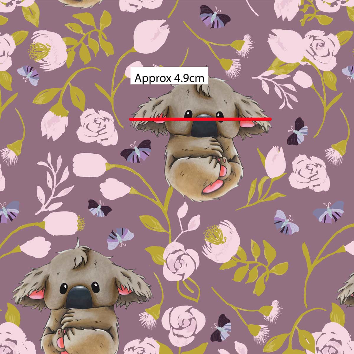 Amanda Joy Fabrics Fabric 50cm Boho Baby Koala Fabric Purple