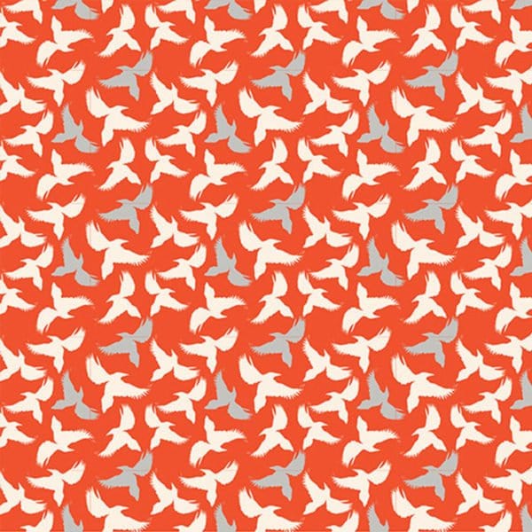 Amanda Joy Fabrics Fabric Bird Swoop Silhouette in Red