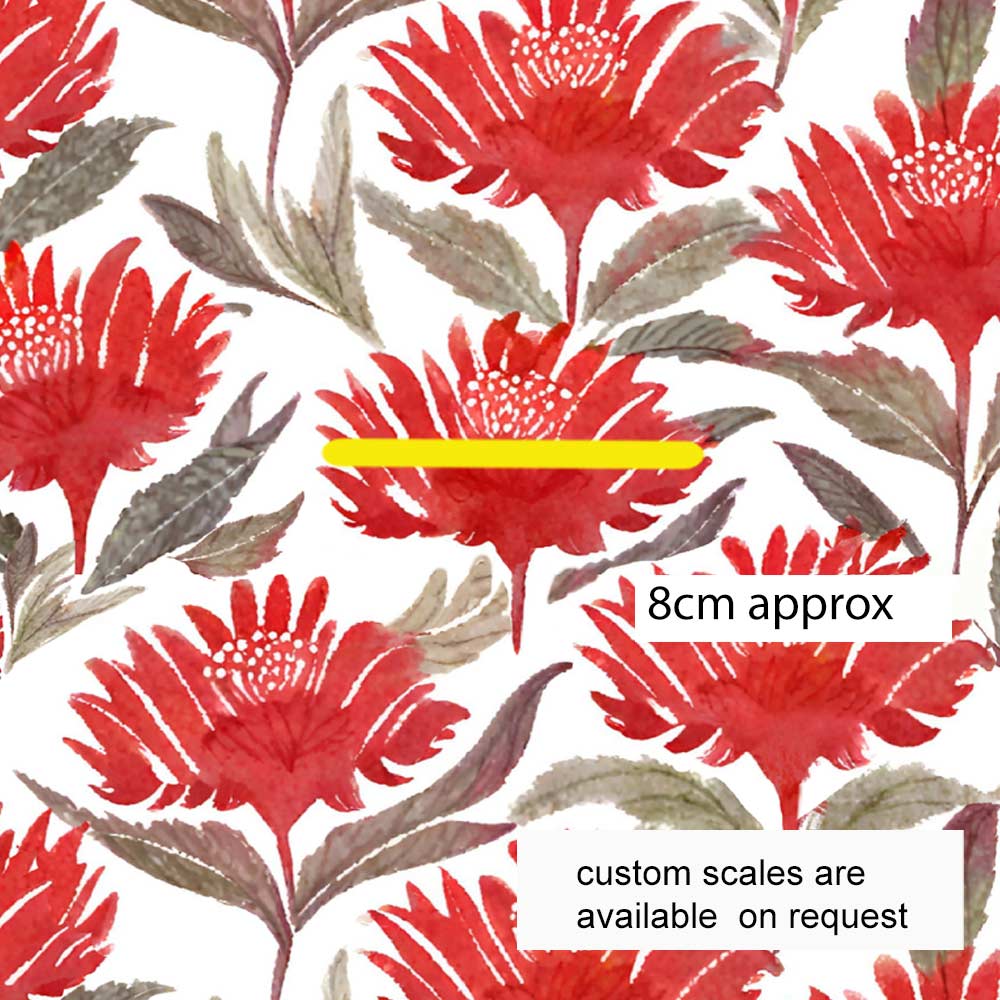 Amanda Joy Fabrics Fabric Cotton Sateen / Length 1 metre (Cut Continuous) / medium Watercolour Waratahs