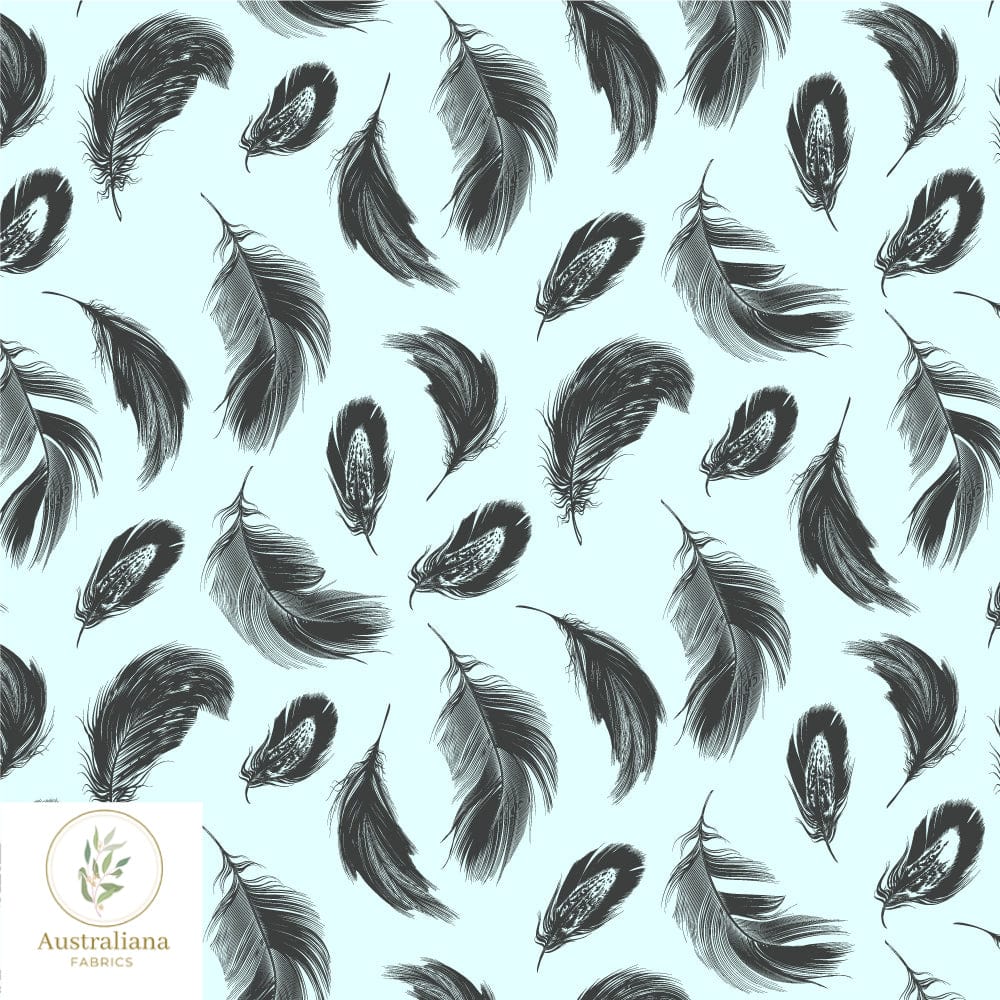 Amanda Joy Fabrics Fabric Premium Quality Woven Cotton sateen 150gsm / 1 Metre / Blue Feathers
