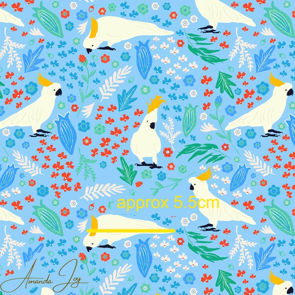 Amanda Joy Fabrics Fabric Premium Quality Woven Cotton sateen 150gsm / 1 Metre Cockatoo Garden