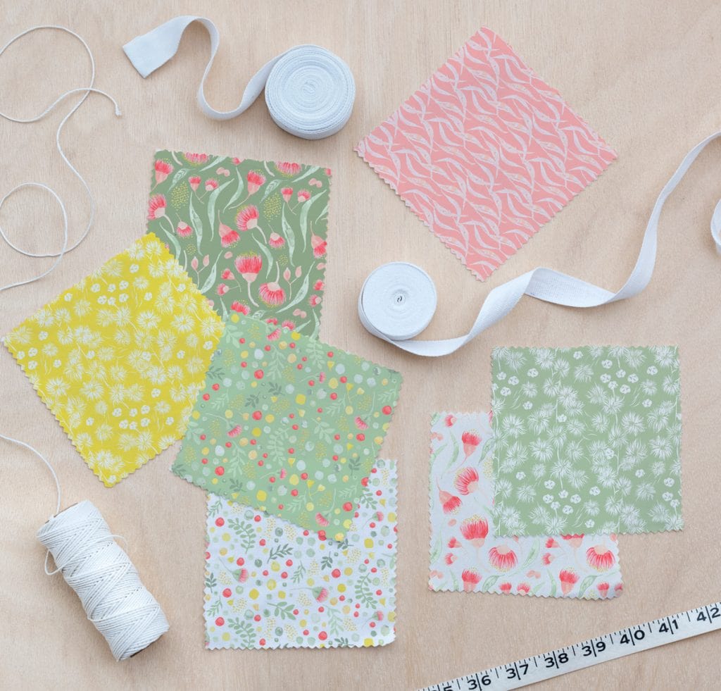 Amanda Joy Fabrics Fabric Premium Quality Woven Cotton sateen 150gsm / 1 Metre (cut continuous) Eucalyptus Leaves Pink