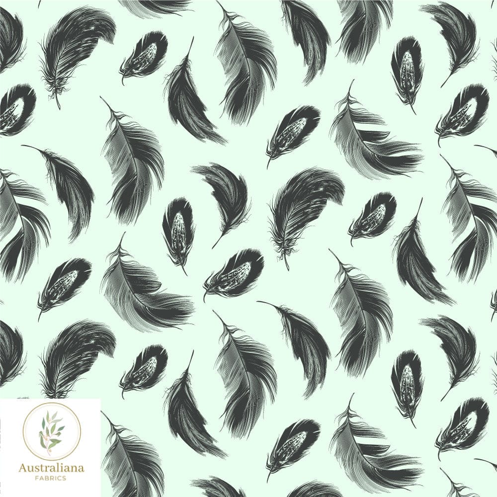 Amanda Joy Fabrics Fabric Premium Quality Woven Cotton sateen 150gsm / 1 Metre / Green Feathers