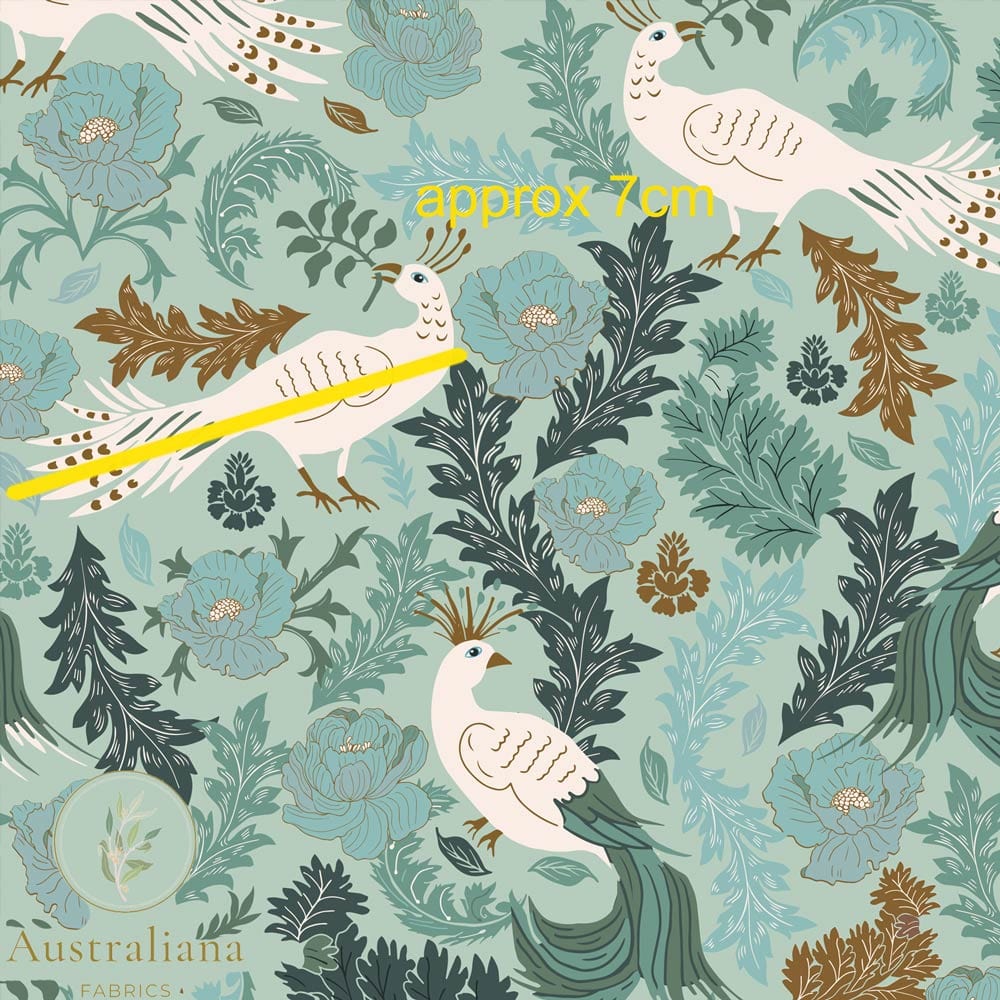 Amanda Joy Fabrics Fabric Premium Quality Woven Cotton Sateen 150gsm / 1 Metre Peacock Garden