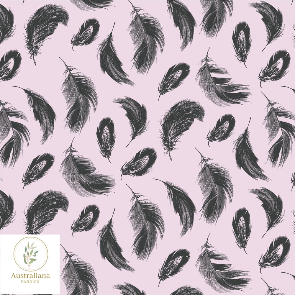 Amanda Joy Fabrics Fabric Premium Quality Woven Cotton sateen 150gsm / 1 Metre / Pink Feathers