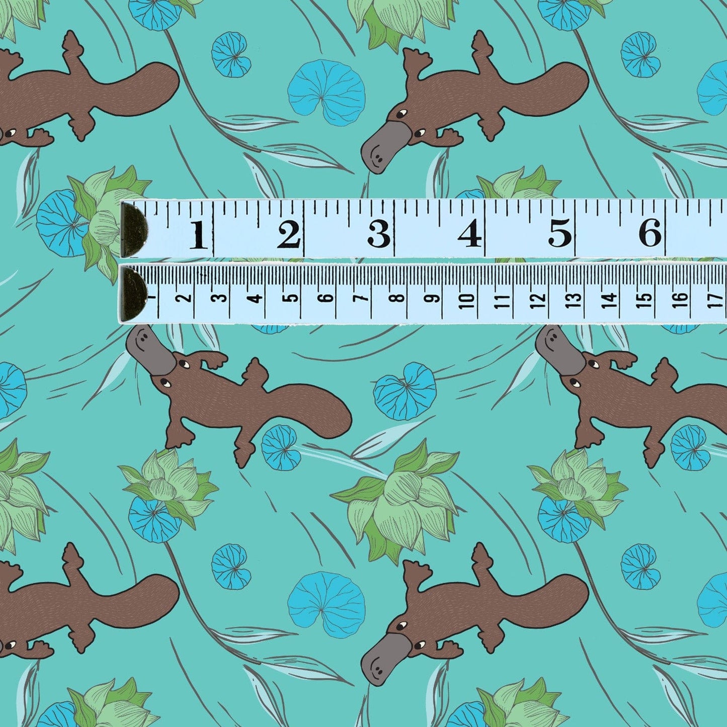 Amanda Joy Fabrics Fabric Premium Quality Woven Cotton Sateen 150gsm / 1 Metre Platypus Fabric Green