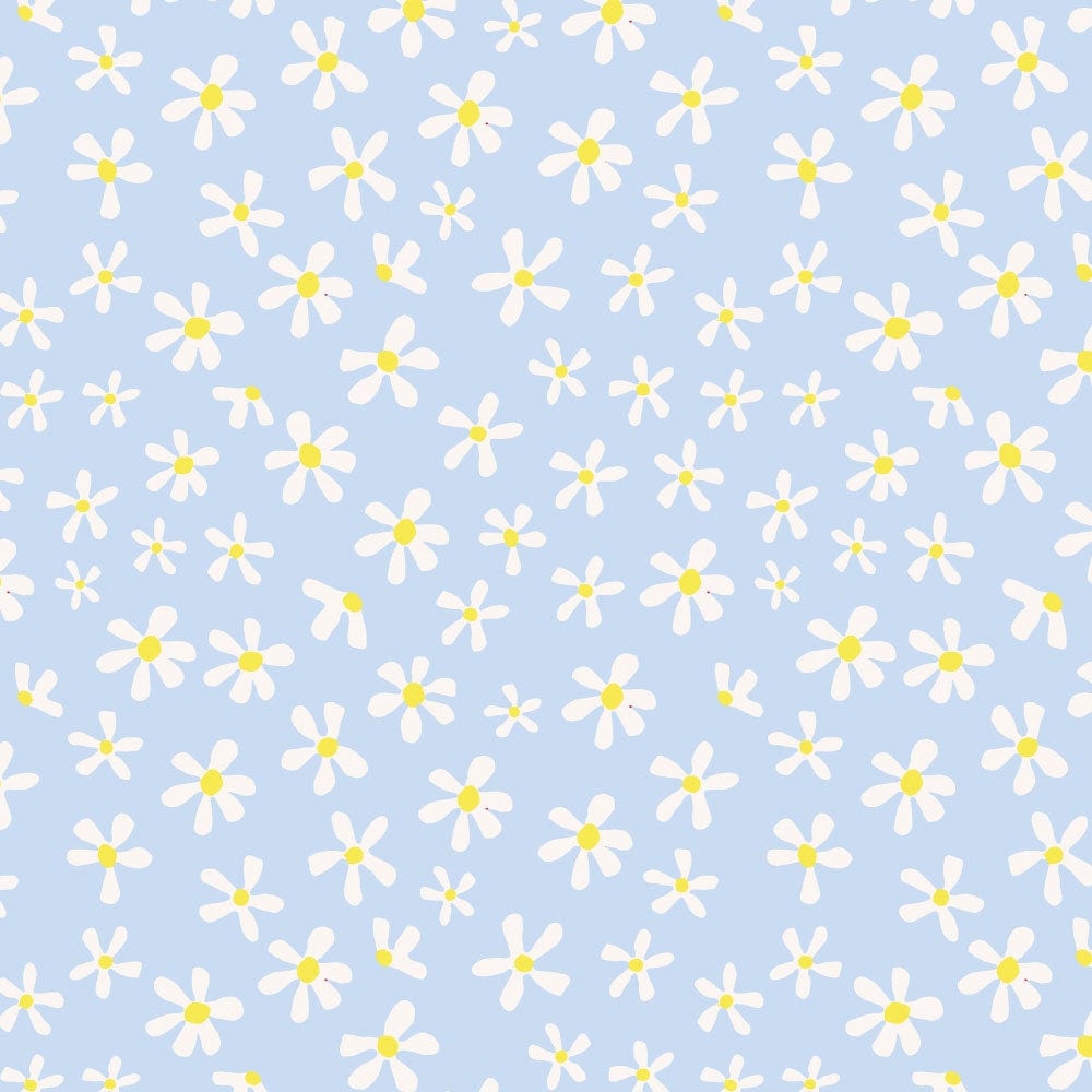 Amanda Joy Fabrics Fabric Premium Woven Cotton sateen 150gsm / 1 Metre Daisy on Blue