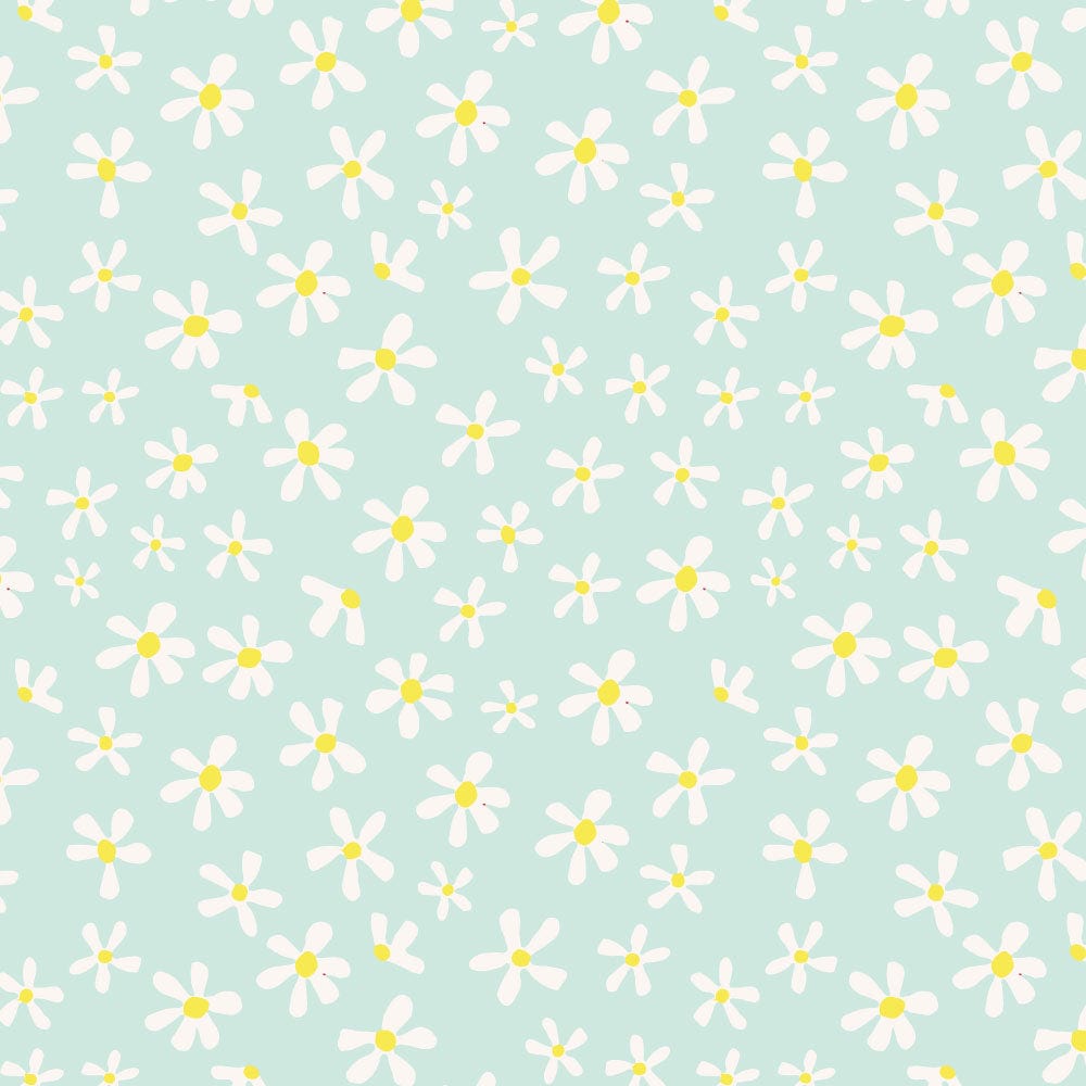 Amanda Joy Fabrics Fabric Premium Woven Cotton sateen 150gsm / 1 Metre Daisy on Green
