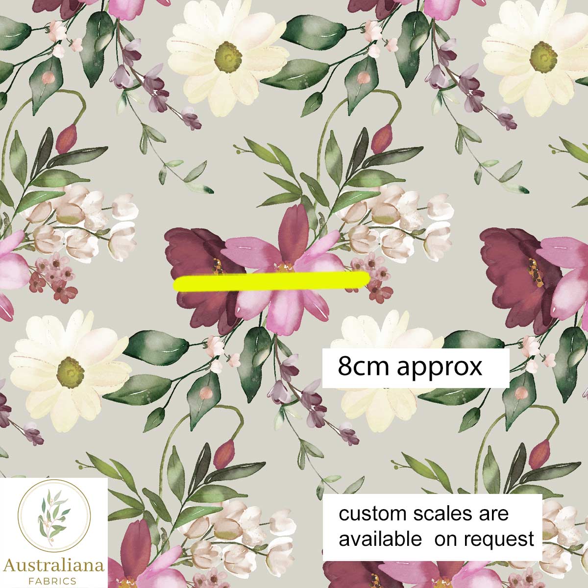 Amanda Joy Fabrics Fabric Watercolour Purple & Cream Floral