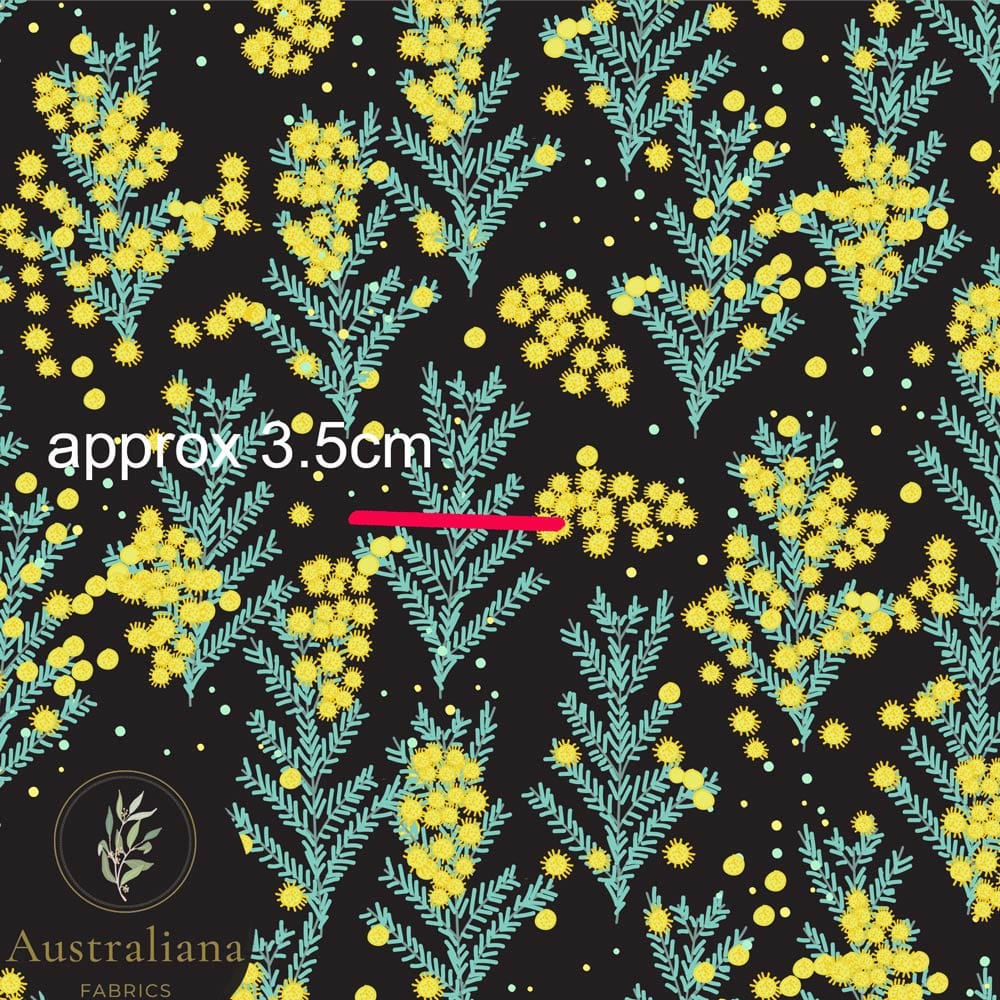 Amanda Joy Fabrics Fabric Wattle on Black