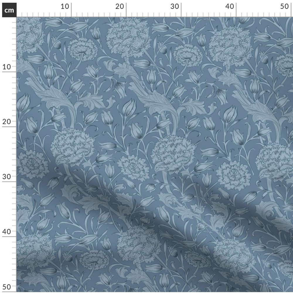 Amanda Joy Fabrics Fabric William Morris Wild Tulips Blue Drapery