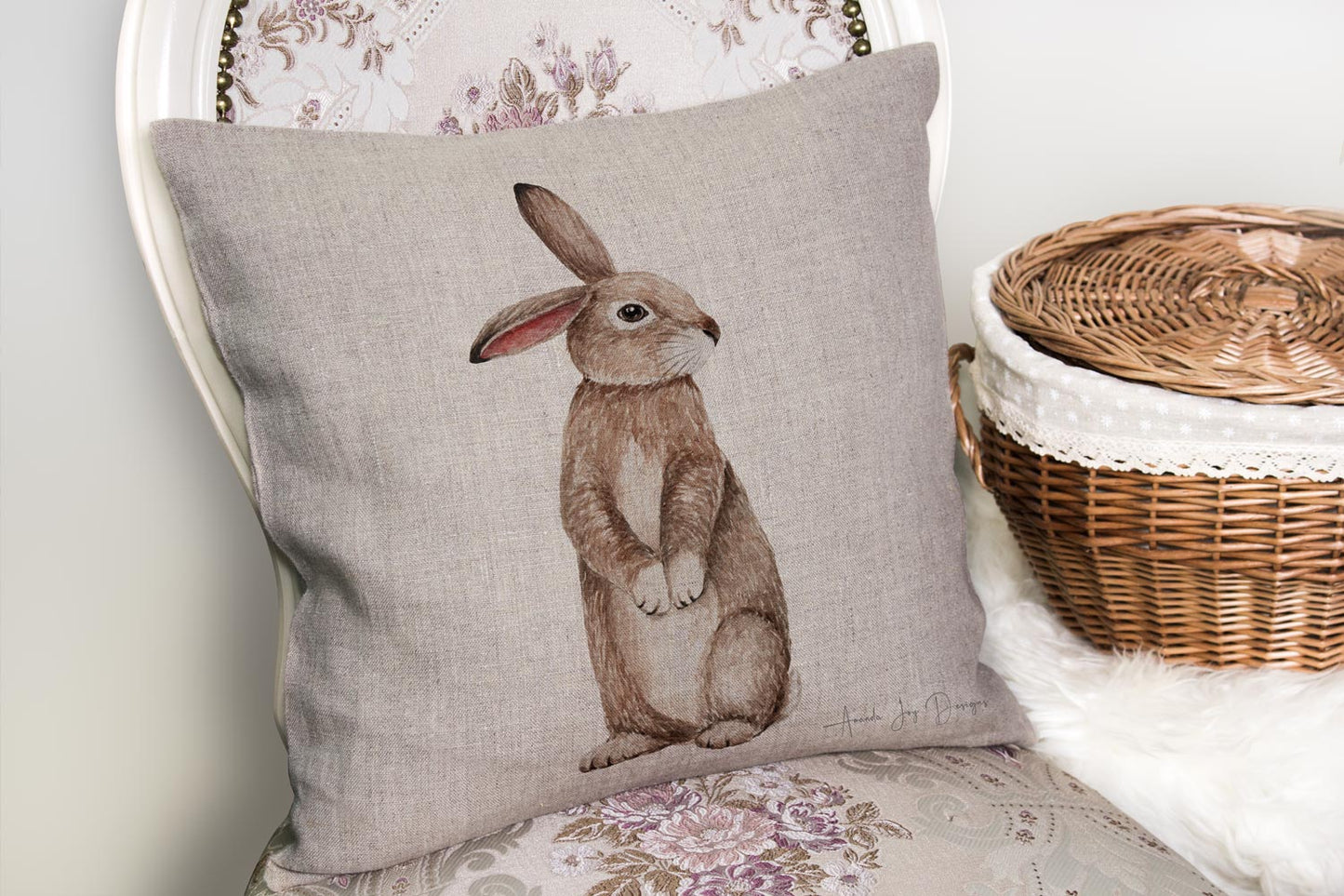Bunny I ~ 100% Premium Linen Cushion Cover