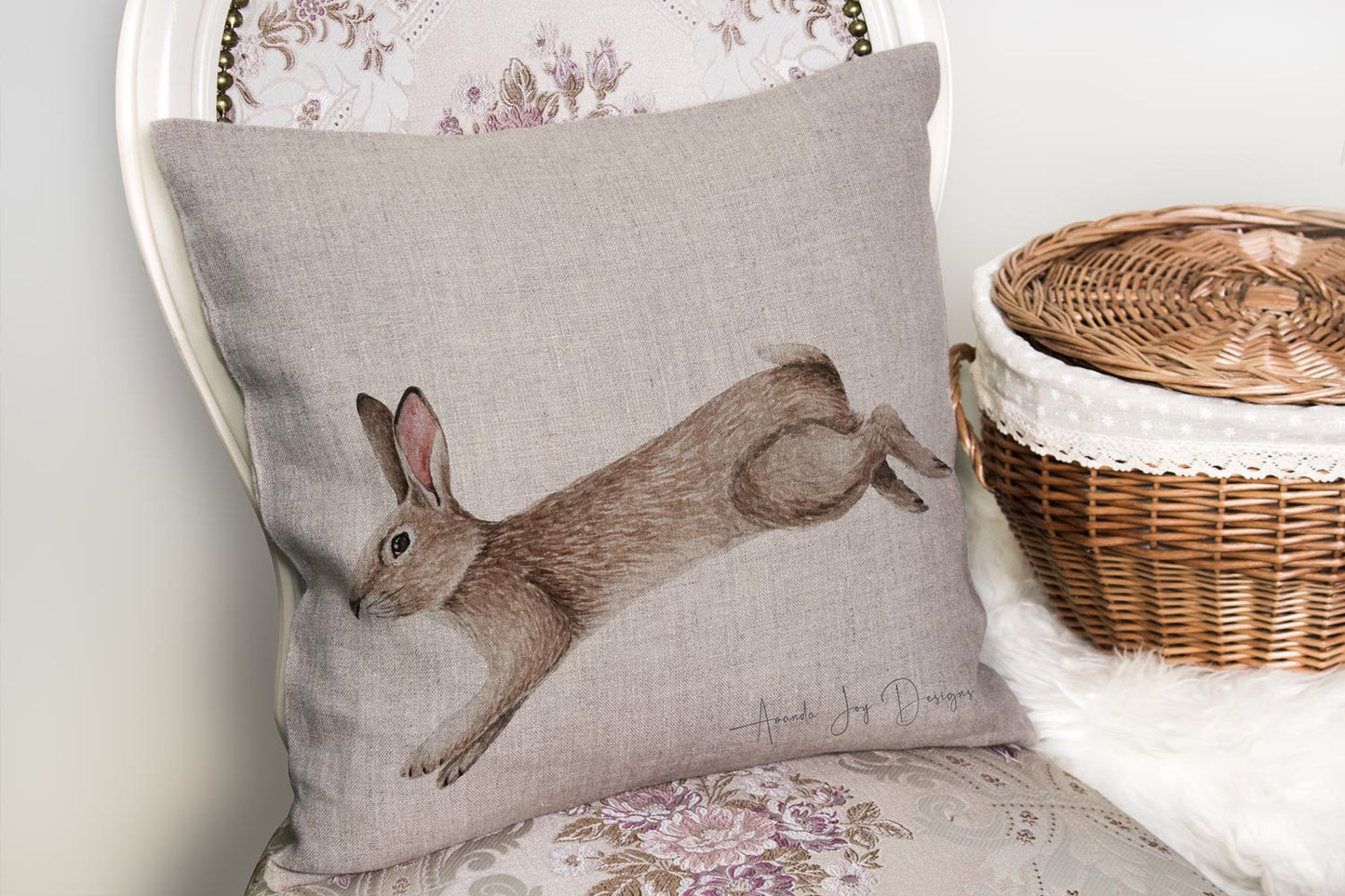 Bunny III ~ 100% Premium Linen Cushion Cover