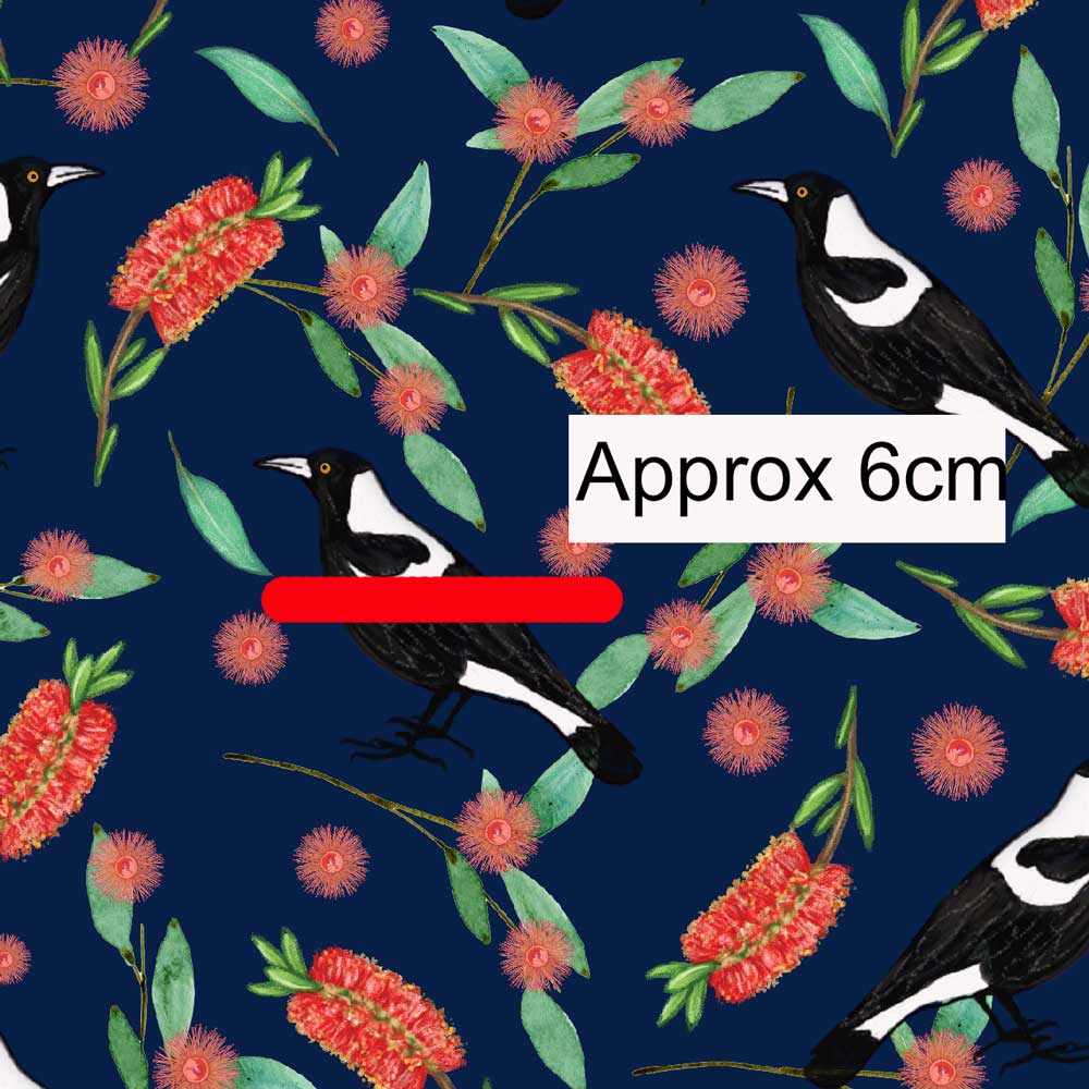 Magpie Bottlebrush Parade Fabric, Steel Blue